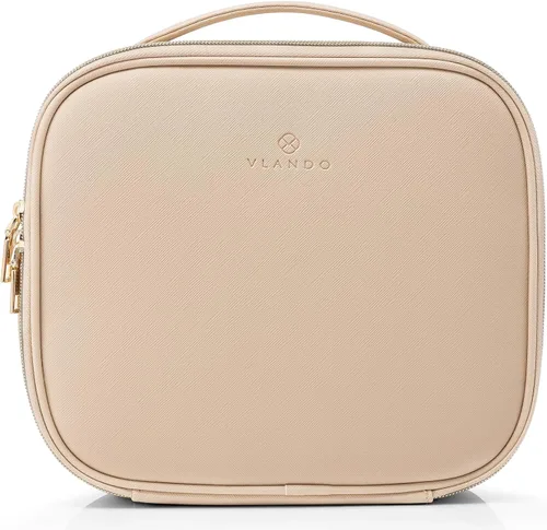 Vista 13 de Vlando - Bolsa de maquillaje de viaje, organizador de bolsa de maquillaje, ideas de regalo para mujeres y niñas, bolsa de almacenamiento