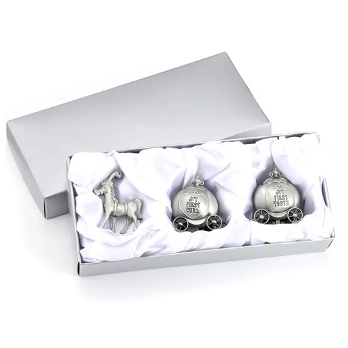 Vista 7 de Yoption Baby First Haircut Keepsake and First Dental Fairy Box Set, Zinc Alloy Pumpkin Carriage Baby Drop Tooth, caja de almacenamiento de recuerdo