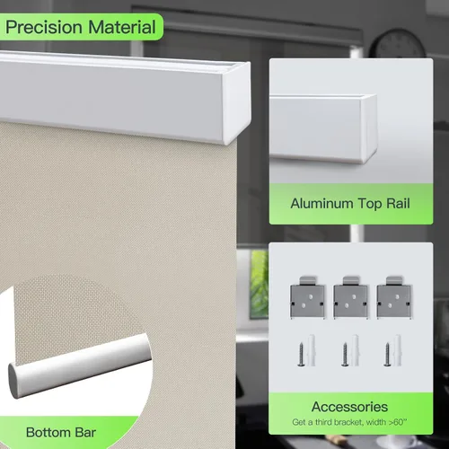 Vista 4 de Smart Blinds - Persianas solares automáticas de ancho personalizado (21-90 pulgadas), persianas enrollables con control remoto para ventanas