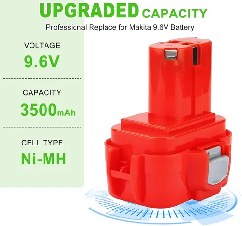 Vista 2 de Reemplazo de 3.5Ah para batería Makita de 9.6 V PA09 9100 9100A 9120 9122 9133 9134 9135 9135A 192595-8 192596-6 192638-6 193977-7 Ni-M-Ml Batería H