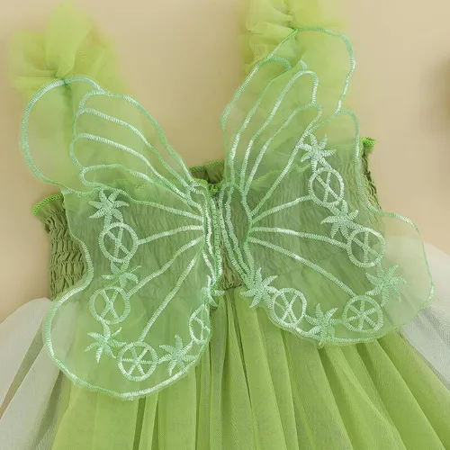 Vista 6 de Disfraz de Halloween para bebé, disfraz de hada, sin mangas, tutú de princesa, alas pequeñas, traje de mariposa, fiesta de cumpleaños