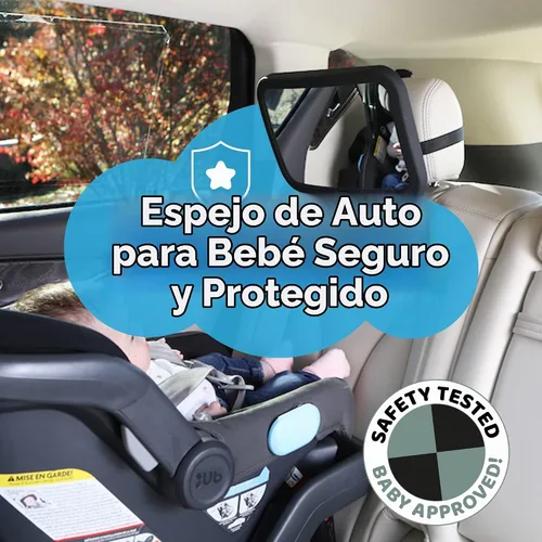 Vista 9 de Leo&Ella Espejo de coche para bebé, tamaño mediano, con montaje ajustable de 360°, visión infantil ultra transparente, inastillable, montaje