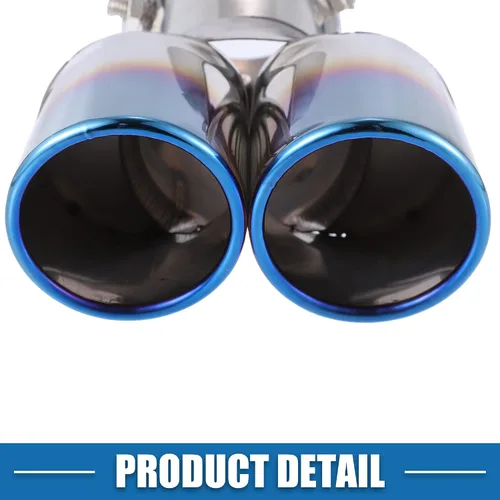 Vista 6 de Tubo de doble punta de escape para automóvil, doble salida, diámetro aplicable, 2.4 pulgadas, tubo de escape universal, punta de silenciador, tubo