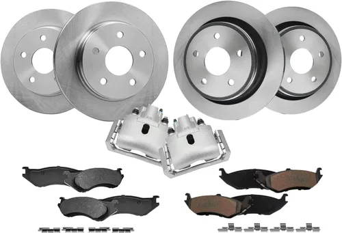 Vista 34 de Detroit Axle - Kit de frenos para Land Rover LR3 2005-2009, Rotores de freno deportivos Range Rover 2006-2009 y pastillas de freno de cerámica 2007