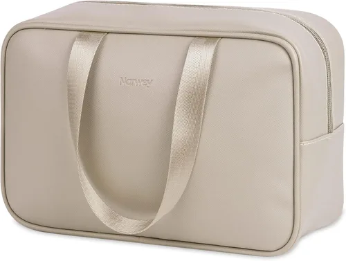 Vista 11 de Narwey Neceser de tamaño completo, bolsa de cosméticos grande, bolsa de maquillaje de viaje, organizador para mujeres y niñas, A-Negro, L, Bolsa