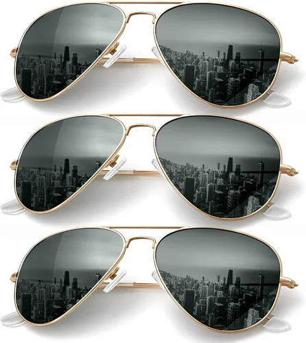 Vista 24 de KALIYADI Classic Aviator Sunglasses for Men Women Driving Sun glasses Polarized Lens UV Blocking Negro