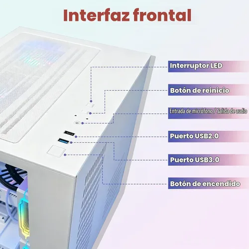 Vista 6 de LXZ PC para juegos preconstruida Ryzen 7 8700F RTX 5060 16GB DDR5 1TB SSD
