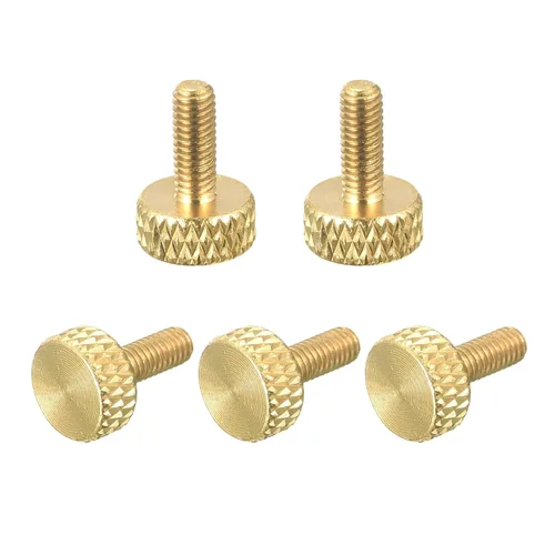 Vista 20 de uxcell 2 tornillos moleteados de latón para pulgar, M3x8mm de agarre plano, perno de sujeción para electrónicos, mecánicos