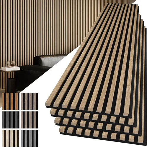 Vista 22 de Art3d Paquete de 2 paneles acústicos de madera de 48 x 24 pulgadas para pared, paneles de listones de madera insonorizados para pared y techo