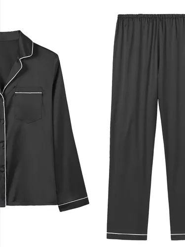 Vista 4 de LYANER Conjunto de pijama para mujer, 7 piezas, satén de seda, ropa de dormir, camisola y camisa