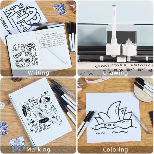 Vista 4 de REALIKE - Bolígrafos variados para Cricut Maker 3/Maker 4/Maker/Explore 3/4/Air 2/Air, juego de 7 bolígrafos negros, incluye bolígrafo de punta