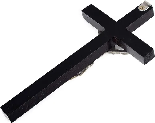 Vista 3 de White Deer Cruz de madera de 6 3/4" con crucifijo (negro)