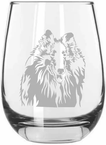 Vista 450 de Shar Pei (chino) - Vaso de vino sin tallo grabado para perro, 15.25 onzas