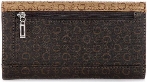 Vista 2 de GUESS Willie Logo Turn-Lock - Cartera delgada de triple pliegue para mujer color mocamarrón Marrón Cartera delgada