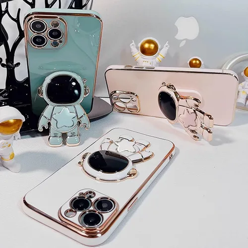 Vista 4 de TTVV - Funda con soporte de astronauta de estrella para Xiaomi Poco X5 5G/Redmi Note 12 5G, galvanizada de TPU suave, funda delgada a prueba