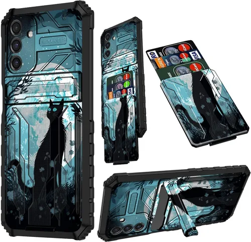 Vista 58 de Funda para Samsung A13 5G, Galaxy A13 5G con tarjetero desmontable atril resistente a prueba de golpes funda protectora para Samsung Galaxy A13 Gato