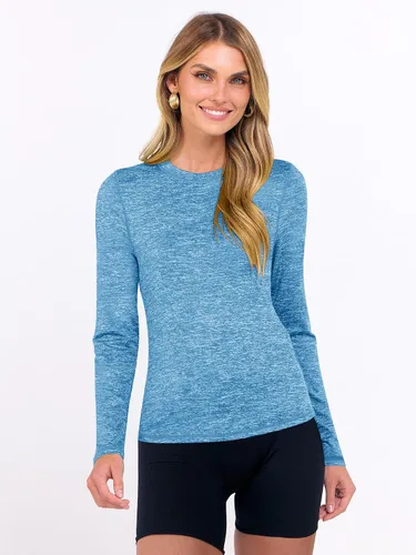 Vista 2 de ANRABESS Camisas atléticas de manga larga para mujer, de secado rápido, ajustadas, para yoga, gimnasio
