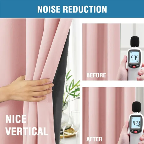 Vista 6 de H.VERSAILTEX Cortinas 100% opacas para dormitorio con forro negro, cortinas de oscurecimiento de habitación completa, con aislamiento térmico