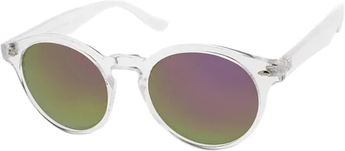 Vista 3 de zeroUV Retro Translucent Frame Color Mirror Lens Round Horn Rimmed Sunglasses 50mm