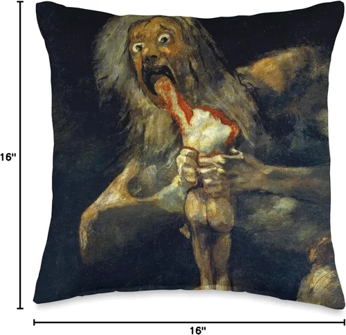 Vista 4 de Twisted City Art Francisco Goya-Saturn Devouring His Son-for Artists - Almohada de 16 x 16 pulgadas, multicolor