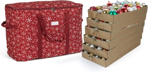 Vista 48 de Covermates Keepsakes Bolsa de almacenamiento ajustable para adornos, con asas de transporte, protección acolchada, ruedas dobles, almacenamiento