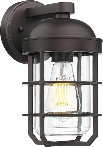 Vista 10 de Emliviar Juego de 2 lámparas de pared exteriores para porche, linterna de 11.3 pulgadas de color negro para montaje en pared con base de bombilla