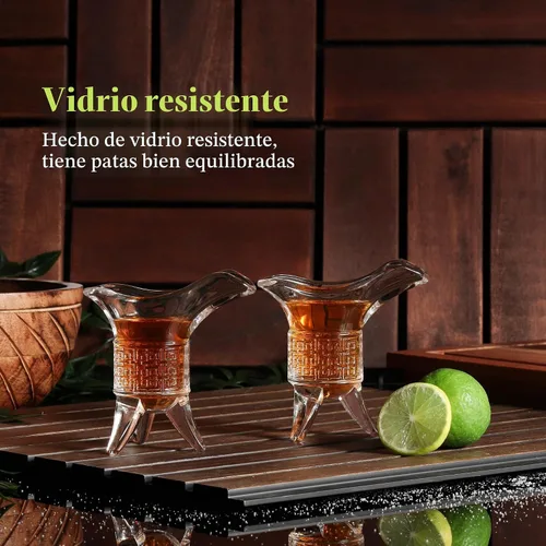 Vista 6 de QUAFFER Soju - Vasos de chupito de tequila (juego de 4) – Vaso de chupito estilo emperador retro – Soju Whisky Tequila Baijiu – Perfecto