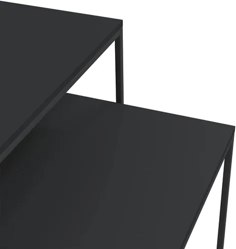 Vista 6 de vidaXL Mesa de centro cuadrada de 2 piezas de madera de ingeniería de 15.7 pulgadas en negro