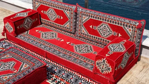 Vista 2 de Red Arabic Floor Sofa, Traditional Floor Couch Set, Sectional Sofas, Arabic Floor Sofa Set, Yoga Meditation Mat, Futon Sofa Bed, Futon Sofas