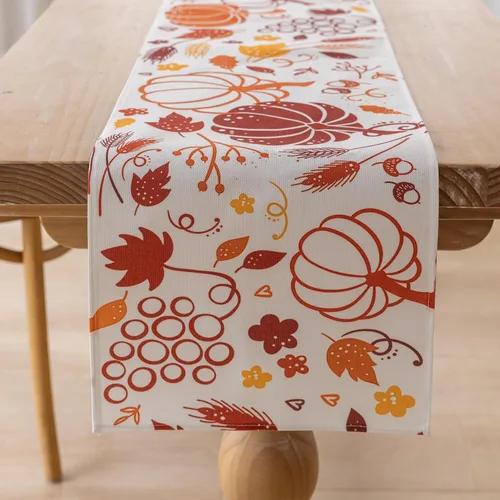 Vista 5 de Keketoarrange Camino de mesa de otoño, calabazas de Acción de Gracias, cosecha de otoño, hojas de arce, centro de mesa, decoración de mesa