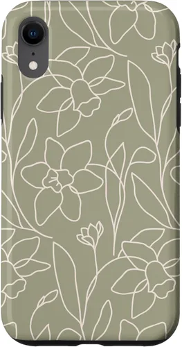 Vista 25 de Poppy Flower Line Art Modern Leaves Boho Artichoke Green Case for iPhone 17