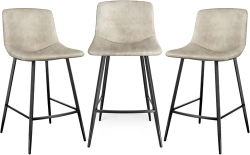 Vista 11 de 5Rcom Juego de 2 taburetes de bar de altura de mostrador de 600 libras, taburetes de cocina de 24 pulgadas con respaldo, sillas de bar modernas