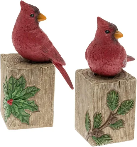 Vista 22 de Boston International Figura decorativa de mesa navideña de invierno, juego de 2, cardenal de Navidad