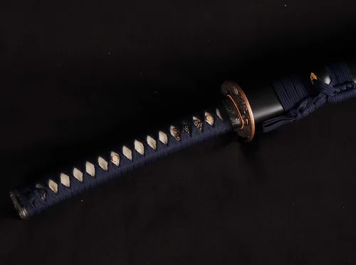 Vista 4 de Espada Katana Samurai, espada forjada a mano, acero de alto carbono 1095, práctica, corte real, afilada, hoja de espiga completa, Tsuba temática