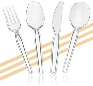 Vista 6 de Settings - Cucharas de té desechables de plástico transparente, 50 cucharas de fiesta por paquete