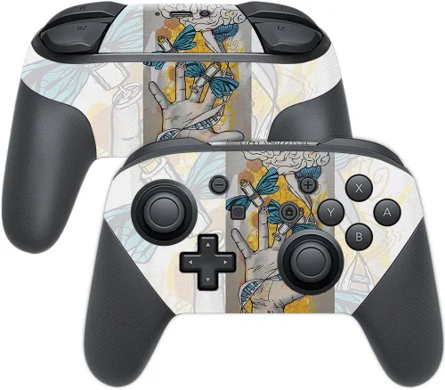 Vista 16 de MightySkins Skin compatible con Nintendo Switch Pro Controller - Negro abstracto Funda protectora de vinilo duradera y única Fácil de aplicar
