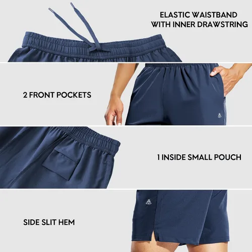 Vista 4 de Haimont Pantalones cortos deportivos para hombre de 5 pulgadas para gimnasio, deportes, entrenamiento activo con bolsillos, secado rápido