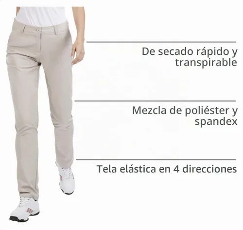 Vista 4 de [Usado] Pantalones de golf para mujer, elásticos, rectos, ligeros, transpirables, de sarga, pantalones chinos para trabajo Beige