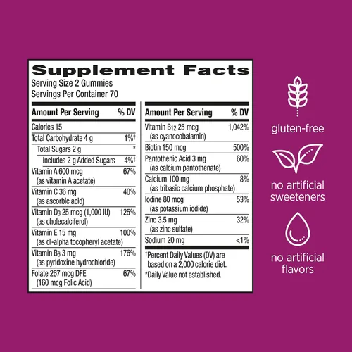Vista 4 de Centrum MultiGummies para mujeres de 50 años o más, 140