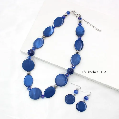 Vista 4 de Collar de cuentas gruesas, collar de concha colorida, juego de collar de moda para regalo de mujer