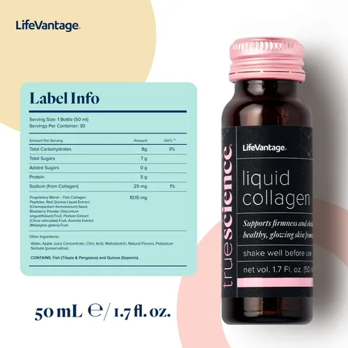 Vista 2 de TrueScience - Bebida líquida de colágeno para una piel brillante y de aspecto más firme, suplemento de péptidos de colágeno para mujeres y hombres
