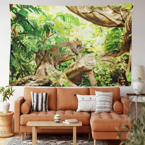 Vista 19 de Ambesonne Tapiz hippie, abrazo de hongos de ensueño y árbol de la vida místico y mandal verde, decoración de tela para colgar en la pared