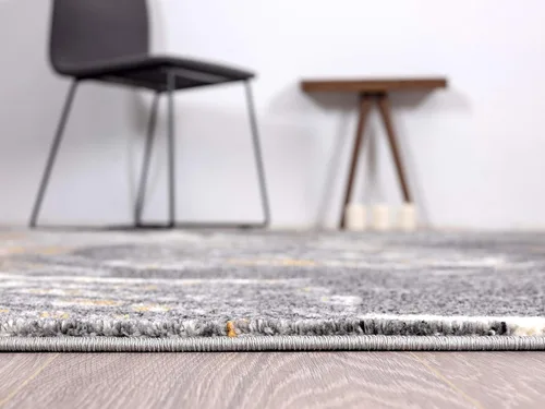 Vista 6 de Abani Laguna Collection - Alfombra contemporánea con anillo de árbol gris, amarillo y beige, 4 x 6 pies, estilo moderno de madera
