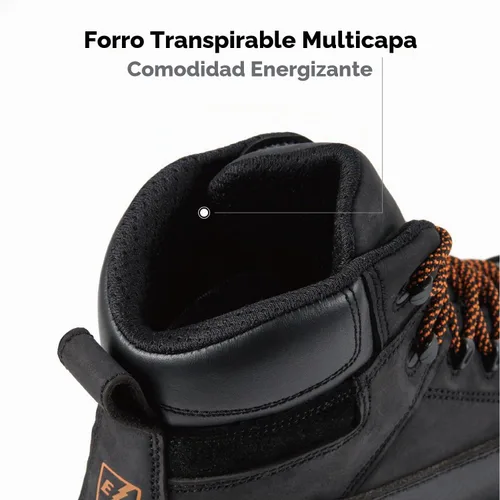 Vista 7 de SUREWAY Botas de trabajo impermeables de 6 pulgadas para hombres, de cuero Compuesto Impermeable Negro Naranja