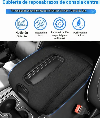 Vista 2 de Autorder Funda de consola central para Chevy Silverado/GMC Sierra 1500 2500 3500 2014-2018, accesorios funda para reposabrazos antiarañazos