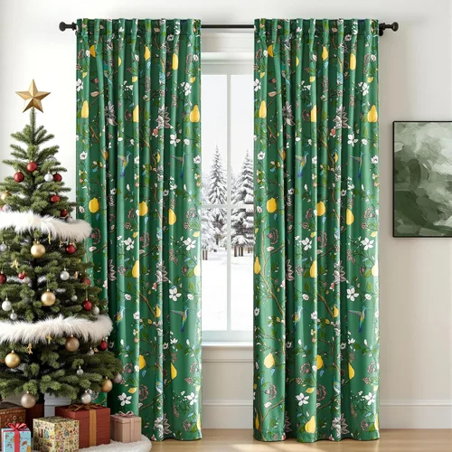 Vista 12 de MUSSEL Cortinas florales de terciopelo de 63 pulgadas de largo, cortinas botánicas de lujo para oscurecer la habitación, 2 paneles de colibrí