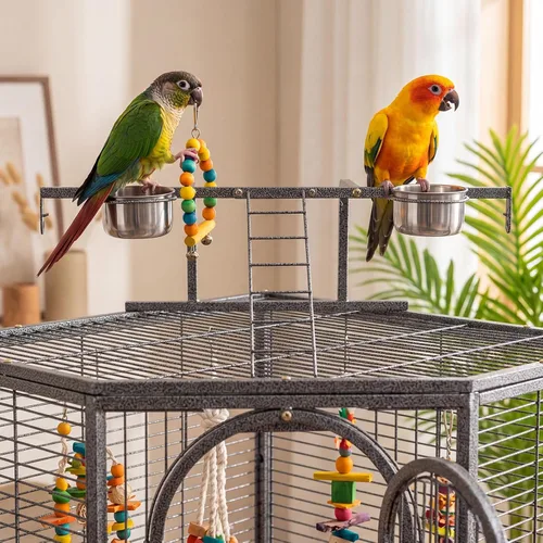Vista 7 de Menkxi Jaula para pájaros de esquina extra grande de 64 pulgadas