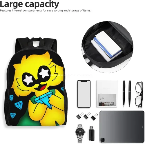 Vista 6 de Bolsa de lona casual multifuncional duradera al aire libre Mochila de dibujos animados Mochila Daypack Bookbag
