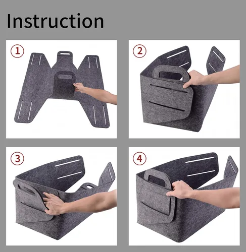 Vista 7 de Minoisome - Canasta organizadora de fieltro plegable y práctica con asas, para oficina, dormitorio, armario, habitación de bebé, juguetes, DVD