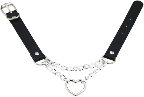 Vista 6 de Gargantilla ajustable de cuero sintético, gótico, punk, collar para mujeres y niñas